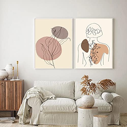 Peinture plante fille affiche : remplacez la monotonie murale par l'art boho 60x80