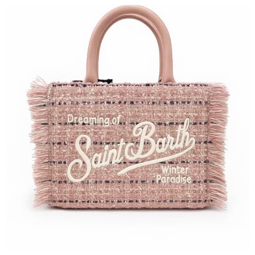 Saint Barth Mc2 Borsa Vanity Mini Tweed Shiny in lana rosa con motivo multicolore Dimensioni: 20 x 19 x 10 cm