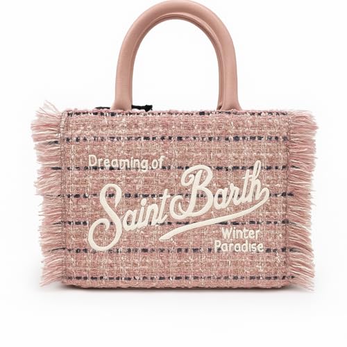 Saint Barth Mc2 Borsa Vanity Mini Tweed Shiny in lana rosa con motivo multicolore Dimensioni: 20 x 19 x 10 cm