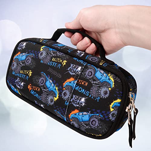 Image of Choco Mocha Monster Truck Pencil Case for Boys, Soft Pencil Case Kids Pencils Pouch for Kindergarten Boys, Black