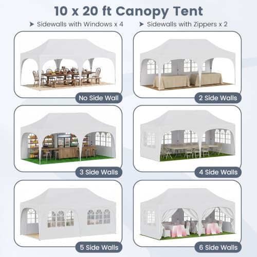 Image of Tangkula 10 x 20 ft Pop Up Canopy with 6 Removable Sidewalls