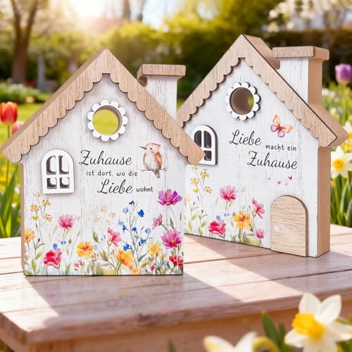 2 Stück Holz Frühlingsdeko Tisch Fenster, Deko Frühling Innen, Osterdeko Modern, Tischdeko Frühling Ostern, Osterdekoration