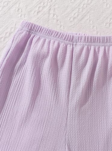Image of Girls Summer 2 Piece Outfits Ruched Sleeveless Tank Top and Straight Leg Pant Set