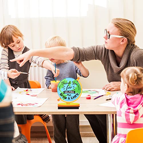 Image of Jetec 3 Pack Teacher Appreciation Table Centerpieces Best Teacher Sign Table Decorations for Student to Teachers Home Decor Classrooms Desks Teaching Wooden Signs Topper (Apple)
