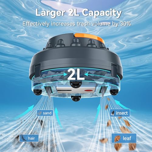 Image of X2 Cordless Pool Cleaner Robot, Robotic Pool Vacuum for Above /In Ground Pool, 45W Dual-Motor, Self-Parking, Enhanced with 2L Debris Capacity