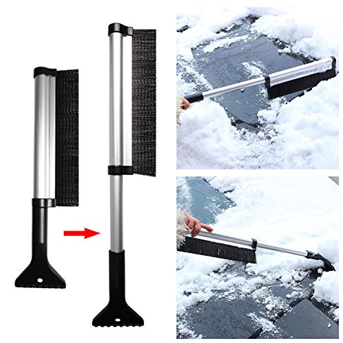 SEIWEI 2 in 1 Snow Shovel Snow Brush Ice Scraper Ice Scraper Stretching Snow Removal Tool for Cars Windshield House Winter