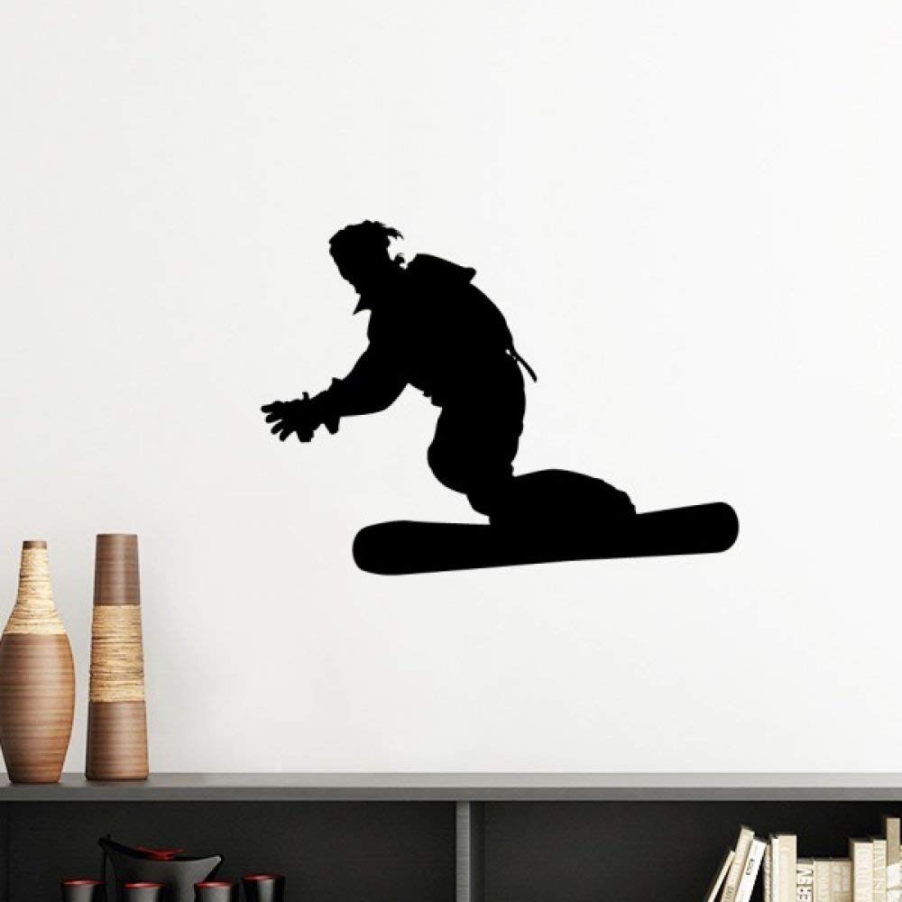 Sticker mural ski silhouette bleu 30cm DIYthinker pour déco de chambre