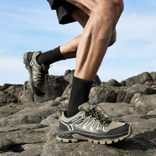 Image of Queday Mens Waterproof Lightweight Hiking Shoes | Breathable, Anti-slip Rubber outsole, Cushioned EVA midsoles, Ideal for daily trail, camping, and climbing
