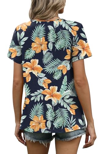 Image of WIHOLL Women T Shirts Pleated Short Sleeve Tops Business Casual Dressy Blouses