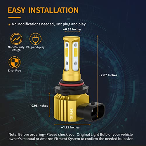 Sngl 9140 9145 H10 Led Fog Light Bulbs Yellow 3000K Max 6800Lm, 9040 9045 Led Bulbs Fog Light Lamp Replacement Ip67 Extremely Bright High Power For Car Truck (Pack Of 2) #TOP5