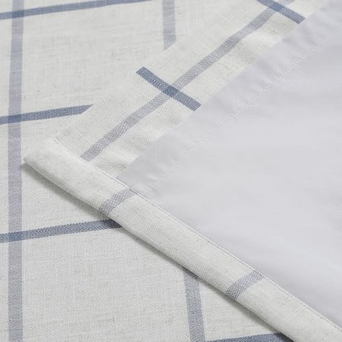 Vision Home Blue Plaid Linen Pinch Pleated Full Blackout Curtains 40x102Lx2 - image 8