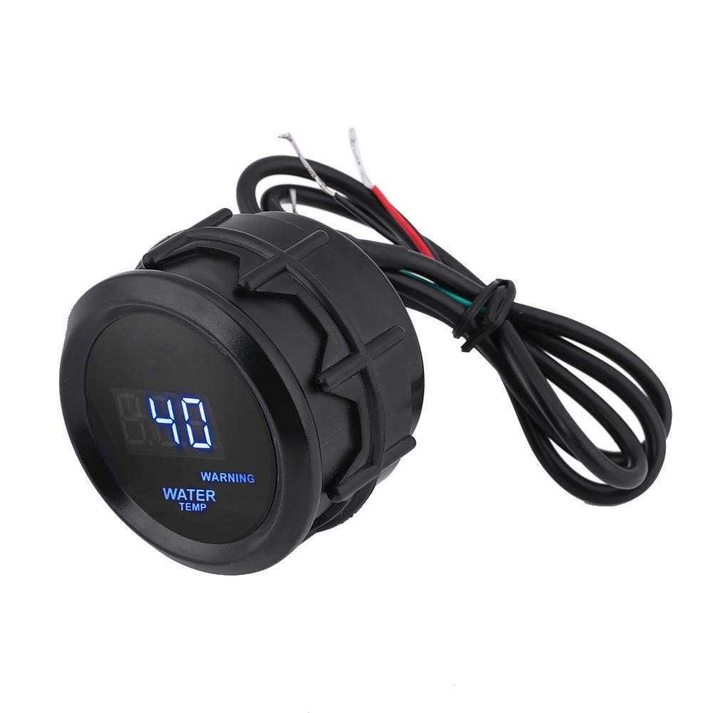 Medidor de temperatura del agua del automóvil - Medidor de temperatura LED azul agua digital con sensor de temperatura 52 mm 2 pulgadas