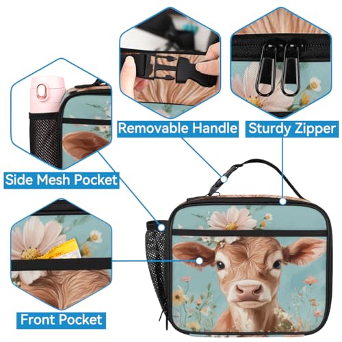 TropicalLife Cow Backpack with Lunch Box Set, Back Pack and Lunch Bag Cow Waterproof Casual Daypack Bag for Work Travel3
