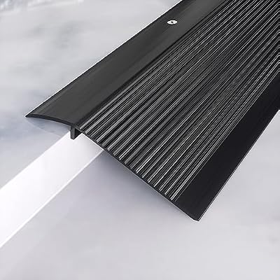 Aluminum Floor Transition Threshold Strip, Doorway Edge Trim Suitable for Threshold Height Less Than 1.6 InchThreshold Ramps for Doorways, Wheelchairs, Door/Tile/Threshold Reducer (Black)