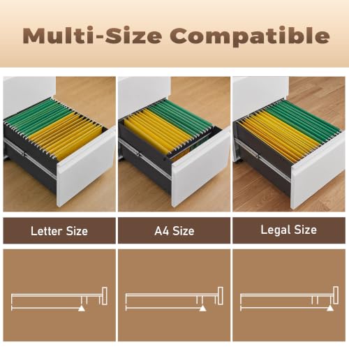 Image of Guizeeopo Fully Assembled 2 Drawer File Cabinet, Locking Filing Cabinet with Anti-Tipping Wheels, Quiet Slide, Heavy-Duty Steel Construction, Fits A4 Letter Legal for Home Office, Matte White