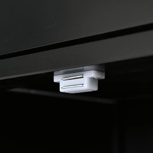 Miniatura 6 de P PURLOVE Carrito de madera para isla de cocina con ruedas de bloqueo, carrito utilitario rodante con 2 cajones y 4 puertas de gabinete, estante de