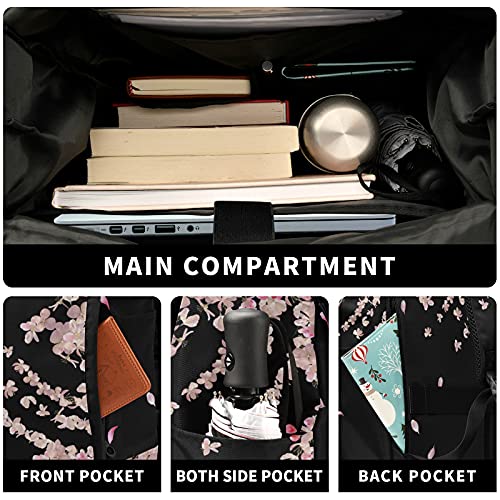 ALAZA Flying Plum Cherry Blossom Flowers Large Laptop Backpack Purse for Women Men Waterproof Anti Theft Roll Top Backpack, 13-17.3 inch2