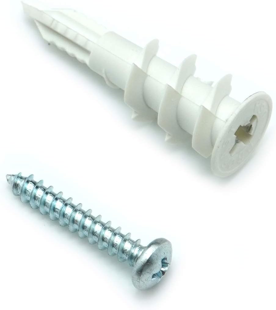 CONFASTNylon Self-Drilling Drywall/Hollow-Wall Anchor Kit with Screws, 100 Pieces (50 Anchors+50 Screws) Includes #8 Anchors with Screws