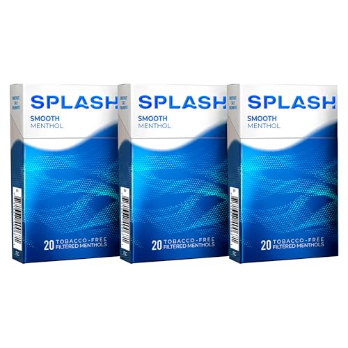 Splash by Djarum Herbal Cigarettes - Smooth Menthol - (3 Pack x 20 Herbal Cigarettes)