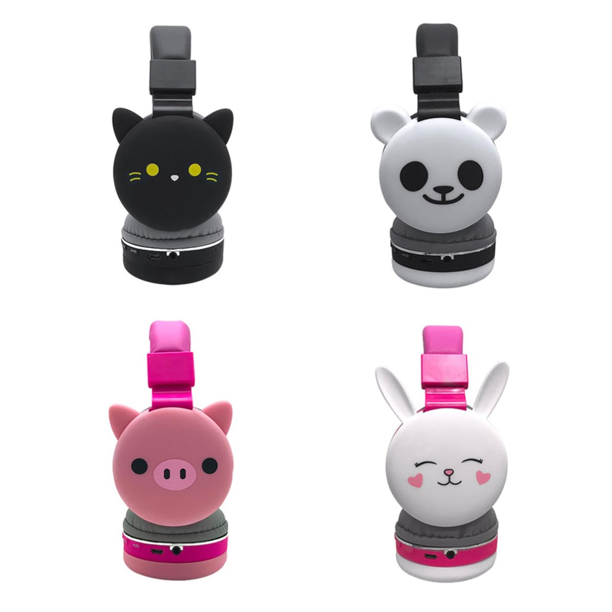 KICHOUSE Cuffie Wireless da Testa, Cuffie Wireless a Forma di Maialino, Rosa, Pieghevoli, Design Compatto, 360 Mah, per Ragazze, per Svago e Giochi