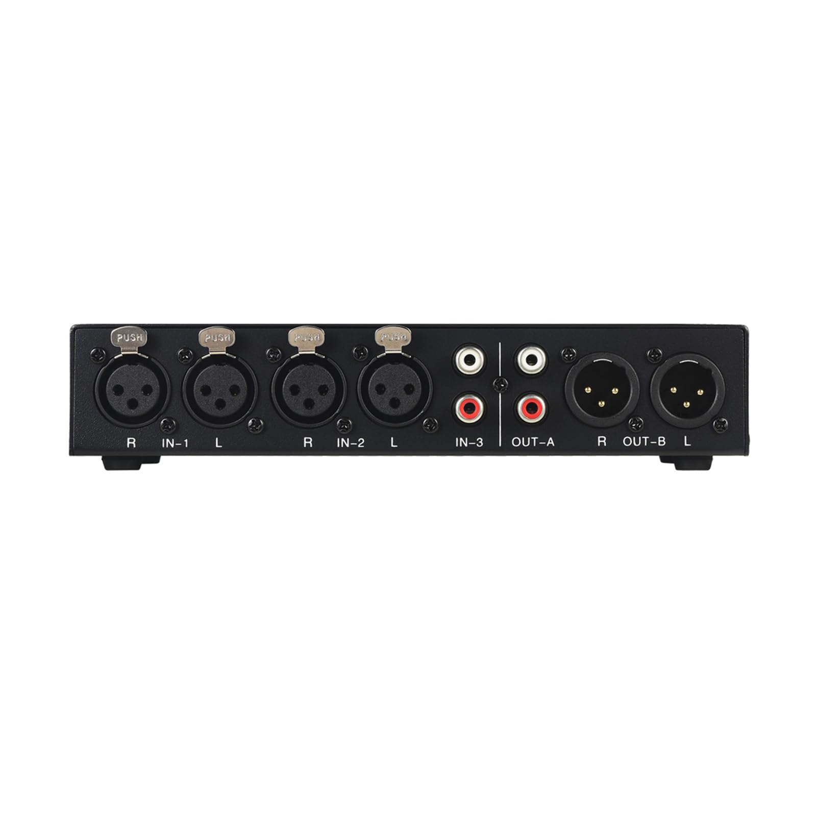Commutatore di Segnale Audio 3 in 3 Uscite, Selettore di Linea Bilanciata Controller Volume Preamplificatore Passivo con Interruttore Mute e Uscita Cuffie per Altoparlanti Dispositivi Audio