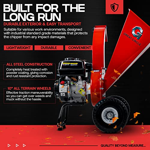 Gcm GUO054-FBA Greatcircleusa Mini Wood Chipper Shredder Mulcher Ultra Duty 7 Hp Gas Powered 3 Inch Inch Max Wood Capacity Epa/Carb Certified Aids In Fire Prevention And Building Firebreaks thumb #5