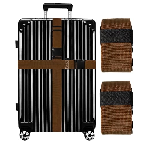 Image of Luggage Straps for Suitcases TSA Approved-2 Pack Bright Personalized Luggage Belt Strap for Suitcase /Carry On Bag Luggage Accessories for Travel (Brown)
