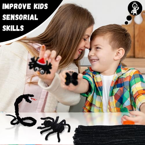 Image of 300pcs Black Pipe Cleaners Bulk Craft,Chenille Stems,Craft Supplies,DIY Decor Ccrafts for Adults,Kids Games Toys for Ages 8-13,Christmas Birthday Gift for Kids,School Supplies