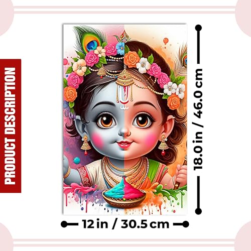 Image of Twinster Bal krishna Posters Photo for Pregnant Women, Baby Poster Self Adhesive (Size 45 cm by 30 cm) Pack of 1 (Design 10)