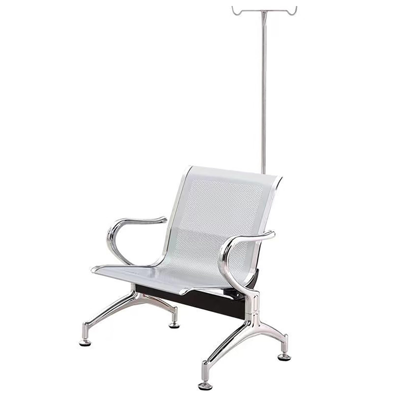 Medizinischer Empfangsstuhl, Wartezimmerstuhl, Einzelstuhl für Blutentnahmen mit Infusionsständer, Rückenlehne und Armlehnen, für Kliniken, Krankenhäuser und Ambulanzen(Silver)