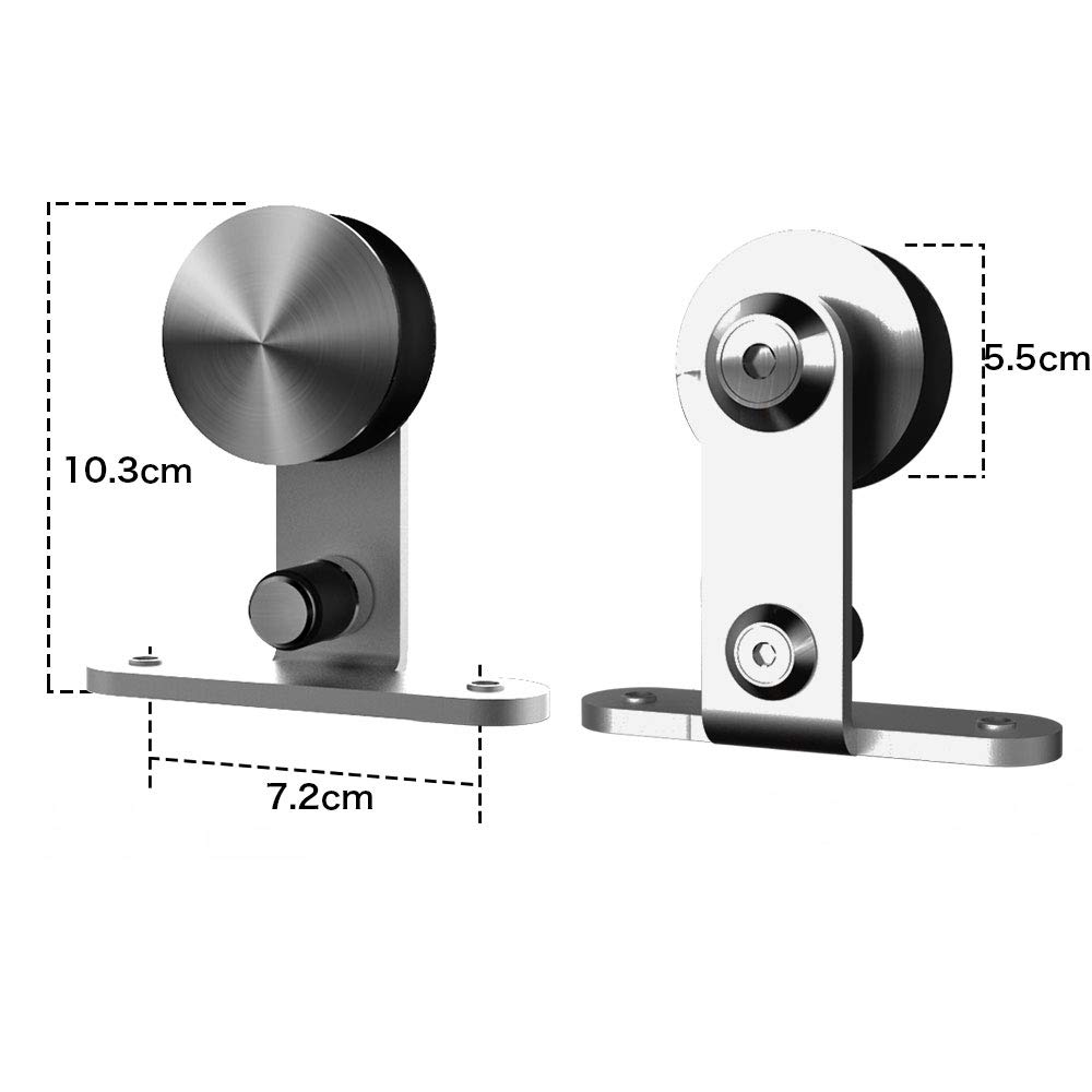 TSMST Binario scorrevole in acciaio inox, 228 cm, per porte in legno, senza intoppi e silenziosi (gancio a forma di T)