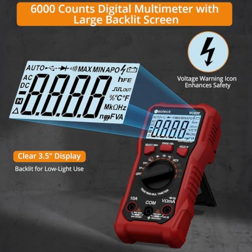 Image of Neoteck 6000 Counts True RMS Digital Multimeter,Auto Range Multimeter with NCV,AC /DC Voltage Current Resistance Capacitance Frequency Temperature Duty Cycle Voltmeter for Home Automotive Electrician