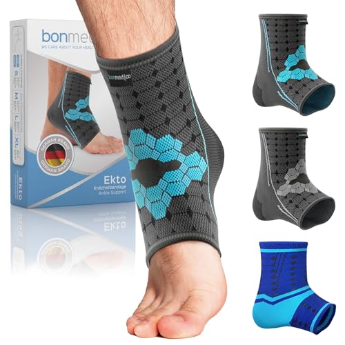 bonmedico Tobillera Ajustable para Tobillo – Soporte Tobillo Deportivo de Neopreno Transpirable para Hombres y Mujeres – Cierre Velcro Ajustable, Uso Diario y Entrenamiento Azul-negro M