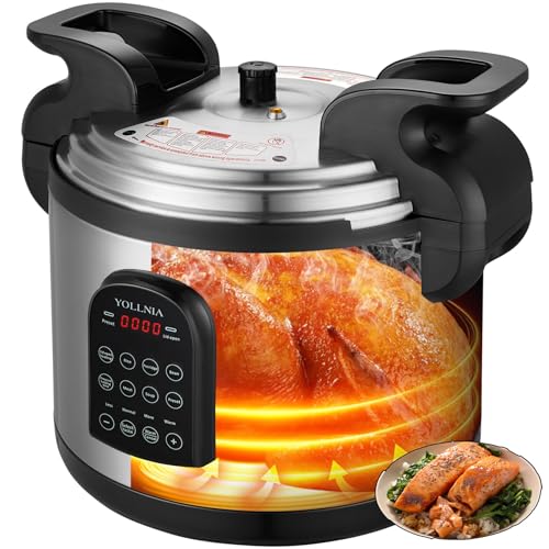 17.8QT Commercial Electric Pressure Cooker stainless steel Pressure Cooker | 24-hour Presetting |12 in 1 slow cooker with temperature control | LED Multifunction Food Warmer with nonstick pot