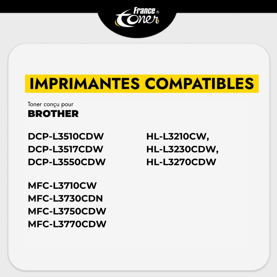 TN-243 Toner Compatible pour Brother TN243 Noir | Cartouche Haute Qualité pour Imprimante Laser, HL L3230CDW MFC L3710CW L3750CDW L3770CDW DCP-L3550CDW DCP L3510CDW