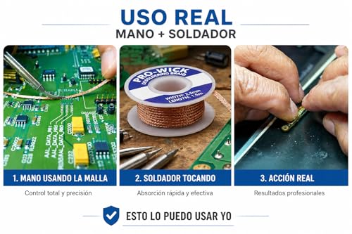 Miniatura 2 de Malla Desoldadora 2mm X 1,5m Cinta De Cobre Para Desoldar Estaño Limpieza Pcb Y Smd Incluye Esponja Limpieza Soldador