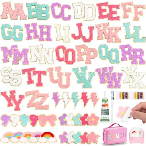 Preppy Chenille Patches Self Adhesive Embroidered for DIY Clothing