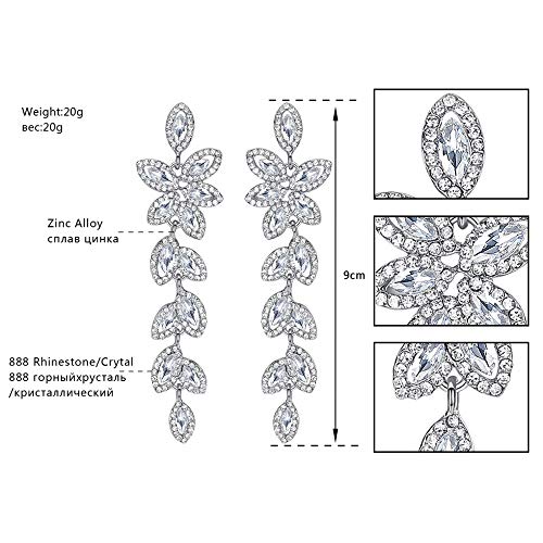 Mecresh Bride Jewelry Set Crystal Floral Leaf Crawler Chandelier Dangle Earring Bracelet Wedding Prom 2022 Fashion Jewelry Silver #TOP5