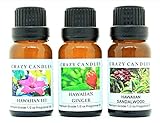 Crazy Candles 3 Bottles Set, 1 Hawaiian Lei, 1 Hawaiian Sandalwood, 1 Hawaiian Ginger 1/2 Fl Oz Each...