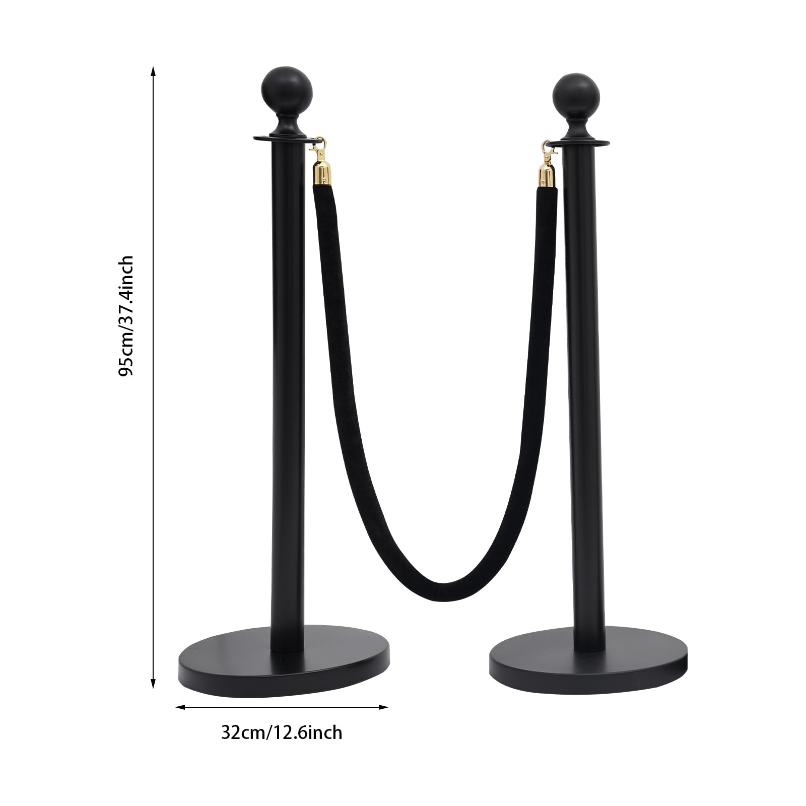 Cone de Signalisation,Lot de 4 Poteaux de Barrière en Plastique Plot de Chantier Profil Réglable Poteau Stationnement Portable avec 2* Longue Chaîne, Jaune+Noir (4 pièces)