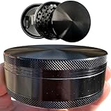 4 inch aluminum alloy metal spice mill. Larger than small spice grinders. Extra Large Size is easy to turn. (Black, 4 inches)