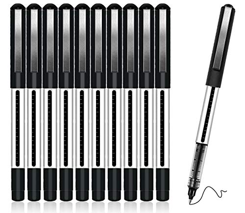 Deli - Bolígrafo roller (0,5 mm, 12 unidades), color negro