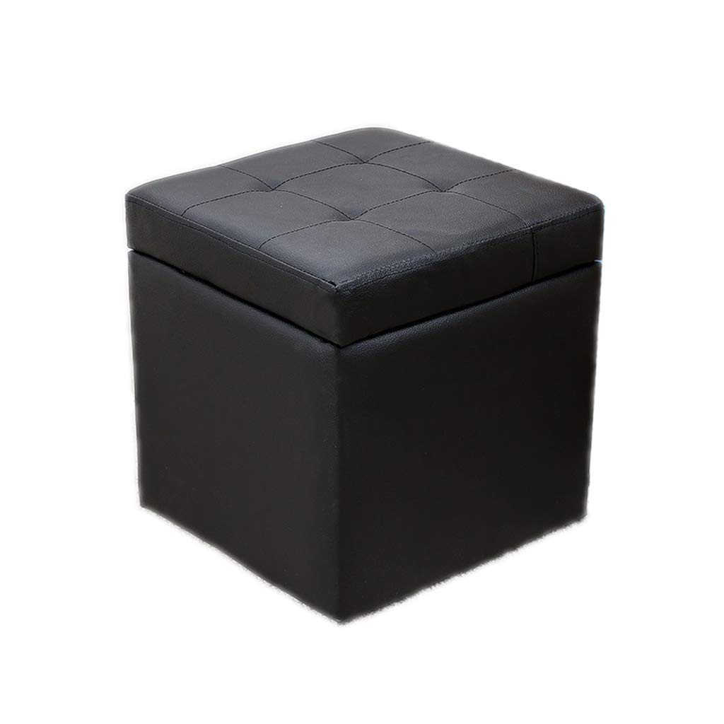 Tabouret de rangement en bois massif noir pour coiffeuse