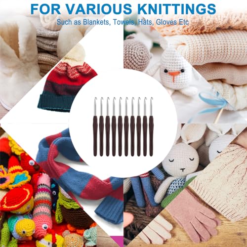 Image of Vodiye 10PCS Crochet Hooks, Professional Extra Long 6.0mm, Ergonomic Handle, Crochet Needle for Beginners and Experienced Lovers