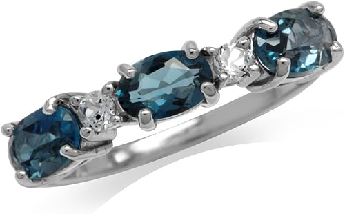 Silvershake 3 Stone White Gold Plated 925 Sterling Silver Ring