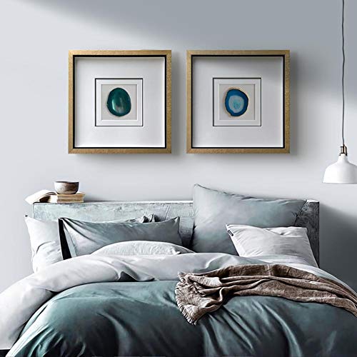 ARTECORS Handmade 40x40cm Gold Edge Agate Stone Wall Art with Shadow Box Framed Front Glass for Modern Living Room Bedroom Home Decoration - Image 2