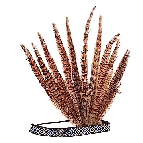 FRCOLOR Bandeau En Plumes Naturelles Léger Réutilisable Pour Carnaval Halloween Fête Coiffure Femme Couvre-Chef Ethnique 11.02X7.48In