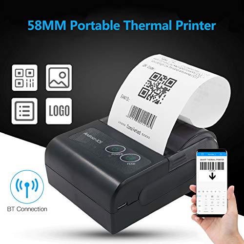 Zwbfu 58 mm Mini impressora térmica portátil Impressora de recibos sem fio USB BT Suporte a comando
