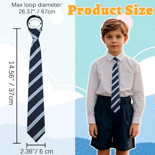 Boys Tie Pre-tied Striped School Ties for Boys/Kids, Adjustable Plaid Zipper Kids Tie for Party Graduation Casual3
