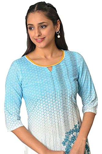 Image of Aurelia Women's Rayon Regular Fit Floral Regular Printed Straight Kurta